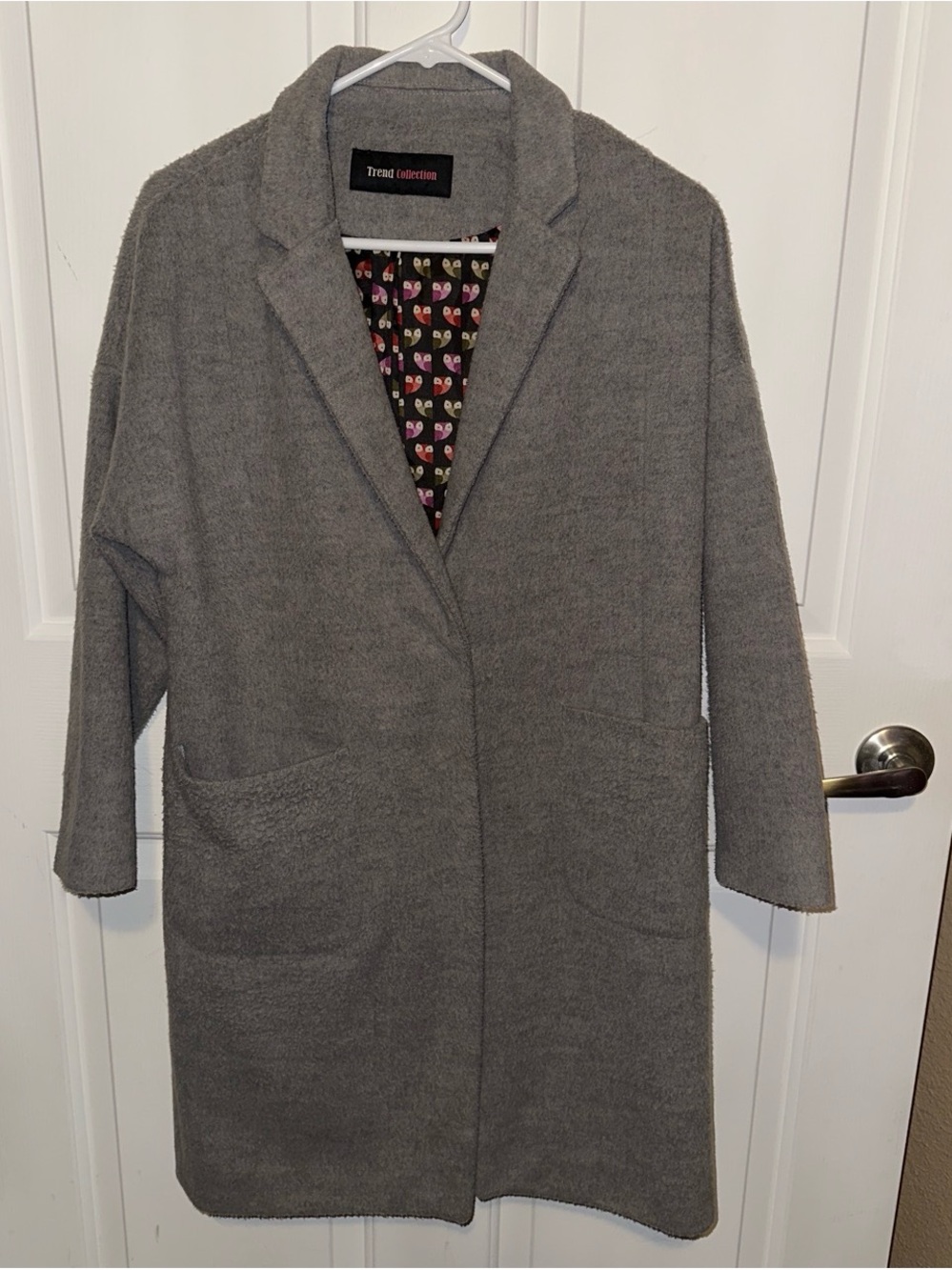 Women's Gray Open-Front Pea Coat